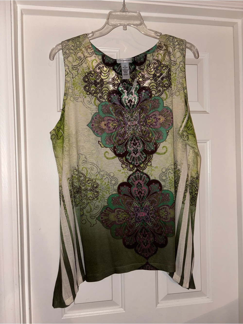 Catherines Green Floral Sleeveless Top 3X
